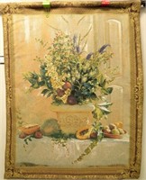 Large Tapestry Still Life  Flowers & Fruits