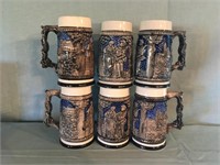 Six Matching Beer Steins