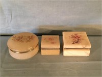 3 Alabaster Trinket / Dresser Boxes