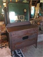 Antique Wood Dresser w/ Tilt Mirror