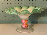 Art Glass Pedestal Dish