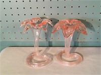 Hand Blown Pink Glass Vases