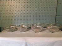 4 Federal Glass Ribbed Mixing Bowls