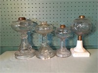 4 Old Oil Lamp Bases