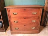 Antique Wood Dresser w/ Brass Handles