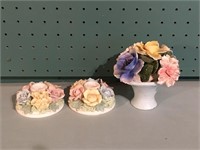 Floral Candle Holders & China Bouquet