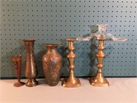 Brass Vases & Candle Holders