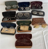 Lot of Vintage Eyeglasses/Spectacles & Cases