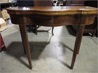 INLAID-TRIM GAME TABLE W/TAPERED LEGS