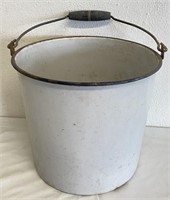 Vintage Enameled Metal Bucket w/Handle