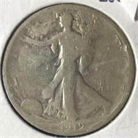 1919-S Walking Half Dollar VG