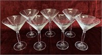 Set of 7 Etched/Engraved Martini Glasses