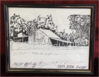 Framed "The Red Barn" Print Signed