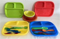 Plastic Kid's Plates, bowls, Forks, Spoons