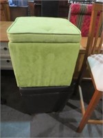 PAIR OF OTTOMANS ONE GREEN/ONE BLACK