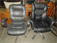 (2X) BLACK LEATHER OFFICE CHAIRS