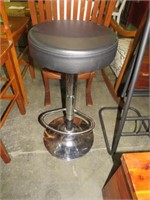 BLACK LEATHER PADDED STOOL WITH METAL BASE