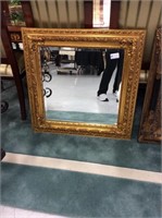 Square gold frame beveled mirror