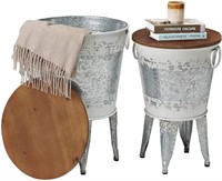 Rustic Storage Farmhouse Accent Side Table,