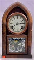 Bee hive mahogany clock made by E. Welch,