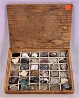 Mineral collection in sliding lid box, 11" x 8"