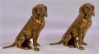 Pr. Iron dogs, gold wash, 6" x 7" tall