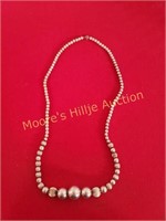 Vtg American lndian Silver Bead Necklace
