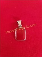 Vtg Mexico Sterling Red Stone Pendant