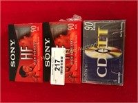 3 New Sony High Fidelity 90 minute Cassette Tapes