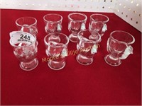 8 Vtg Clear Figural Chick Footed Egg Cups