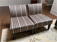 2PC STRIPED OVERSIZED ARMLESS CHAIRS