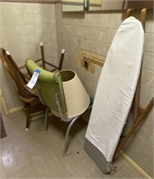 Wood ironing board, chairs