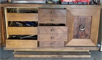 Wood 9-drawer cabinet, hand tools