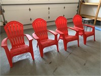 LOT OF 4 RED PATIO ARM CHAIRS