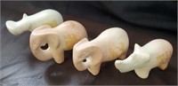 4 Hand Carved Stone Animal Figurines
