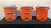 (3) Rubbermaid 10 Gallon Coolers
