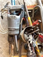 Old Electric drill with bits, Funnel,