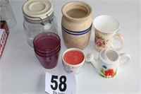(8) pcs - 1 Small Crock, Coffee Mug, Storage Jar,