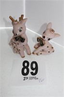 (2) Pink Deer Figurine (U232)