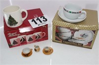 (4) Christmas Mugs/Cappuccino Set/(7) pc