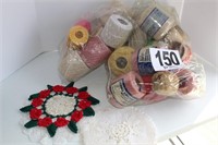 (2) Bags of Crochet Yarn/(9) pcs Crochet (U234)