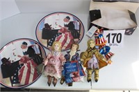 (2) Plates "Mending the Flag"/(3) Dolls/(1) Radko
