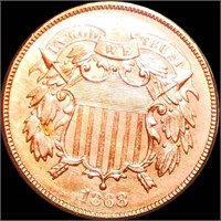 1868 Two Cent Piece CHOICE BU RED