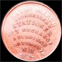 1837 Hard Times Token UNCIRCULATED RED