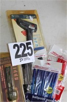Black Light, Hot-Melt Glue Gun, (4) Bags Pens &