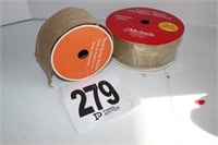 (2) Gold Designer Rubber and Wired Burlap Ribbon
