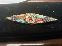 Vtg Venetian Grand Tour Micro Mosaic Flower Brooch