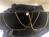 Lot of 3 Chains Gold 14k And CZ Pendant
