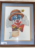 Tom Wood Clown Water Art with Frame