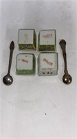Set of 4 Salt Cellars Hand Decorated Circa-Spoons